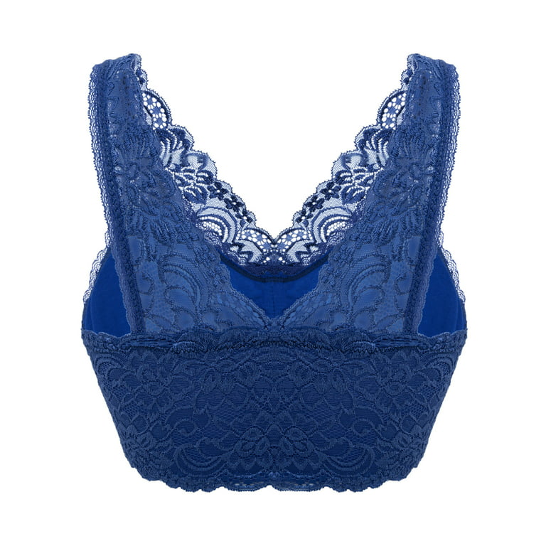  Women Seamless Plus Size Sport Bra Women Comfy Soft Vest  Support Lingerie Lace Bra (XXL, BLUE) : Clothing, Shoes & Jewelry