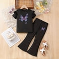 thumbnail image 2 of HCNTES Children Girl 2 Piece Outfit T-Shirt + Loose Pants Spring Summer Kids Girls Casual Dailywear School Clothing Set Size 3T 4T 5T 6T 7T(F02-Black,4-5 Years), 2 of 4