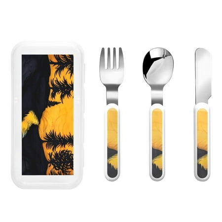 

Matuu Sunset River Pine Trees for Stainless Steel Kids Cutlery and Toddler Flatware Kids Utensil Set includes Knives Forks Spoons Ideal for Home and Preschools