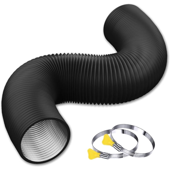 Reinforced Dryer Vent Hose 4 inch 6 FT with 2 Key Hose Clamps, Heavy Duty Flexible Duct Hose for Laundry, Grow Tent, Bathroom Exhaust Fan