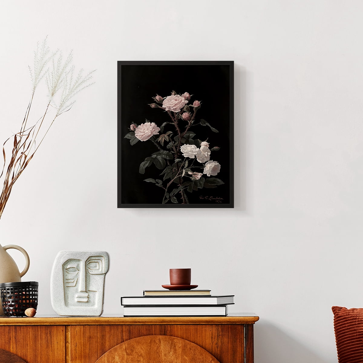 Vintage Floral Print LXXXII - 14in. x 11in. Vintage Framed Print in Black Wood Frame