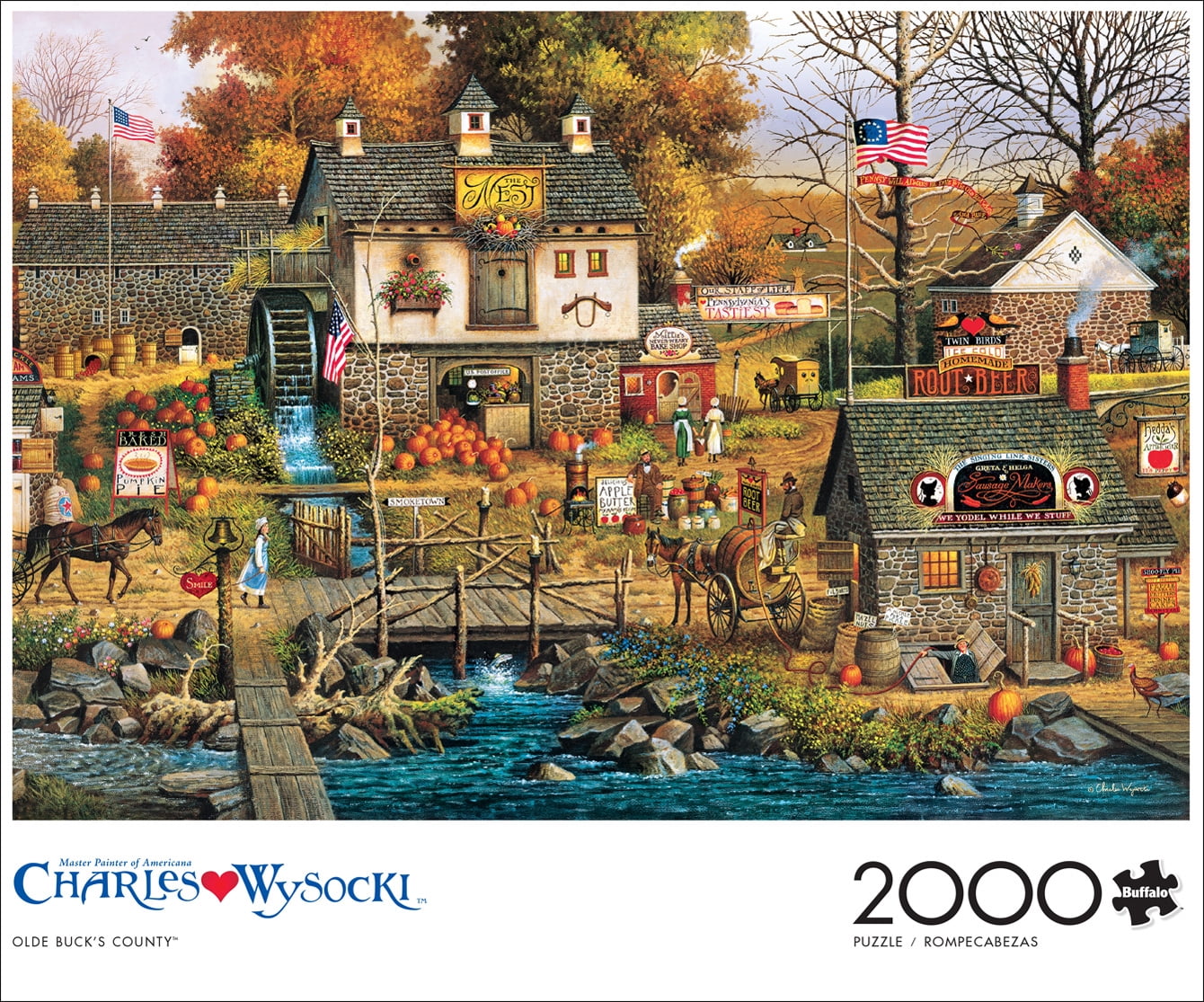 Buffalo Games 2000-Piece Charles Wysocki Olde Buck's County Interlocking Jigsaw Puzzle