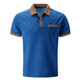 thumbnail image 1 of Playeras Negras Para Hombre Algodon Camiseta De Manga Corta Con Botones Y Bolsillo En El Pecho Con Bloques De Color Para Hombre, 1 of 5