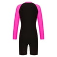 thumbnail image 2 of inhzoy Kids Girls One Piece Swimwear Long Sleeve Boyleg Swimsuit UPF 50+ Shorty Rash Guard Wetsuit Hot Pink 6, 2 of 5