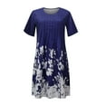 thumbnail image 4 of Dianli Sun Dresses Women Summer Casual Short Sleeve Tunic Shirt Midi Sundresses Daisy Print Plus Size Dress Round Neck Graduation, 4 of 5