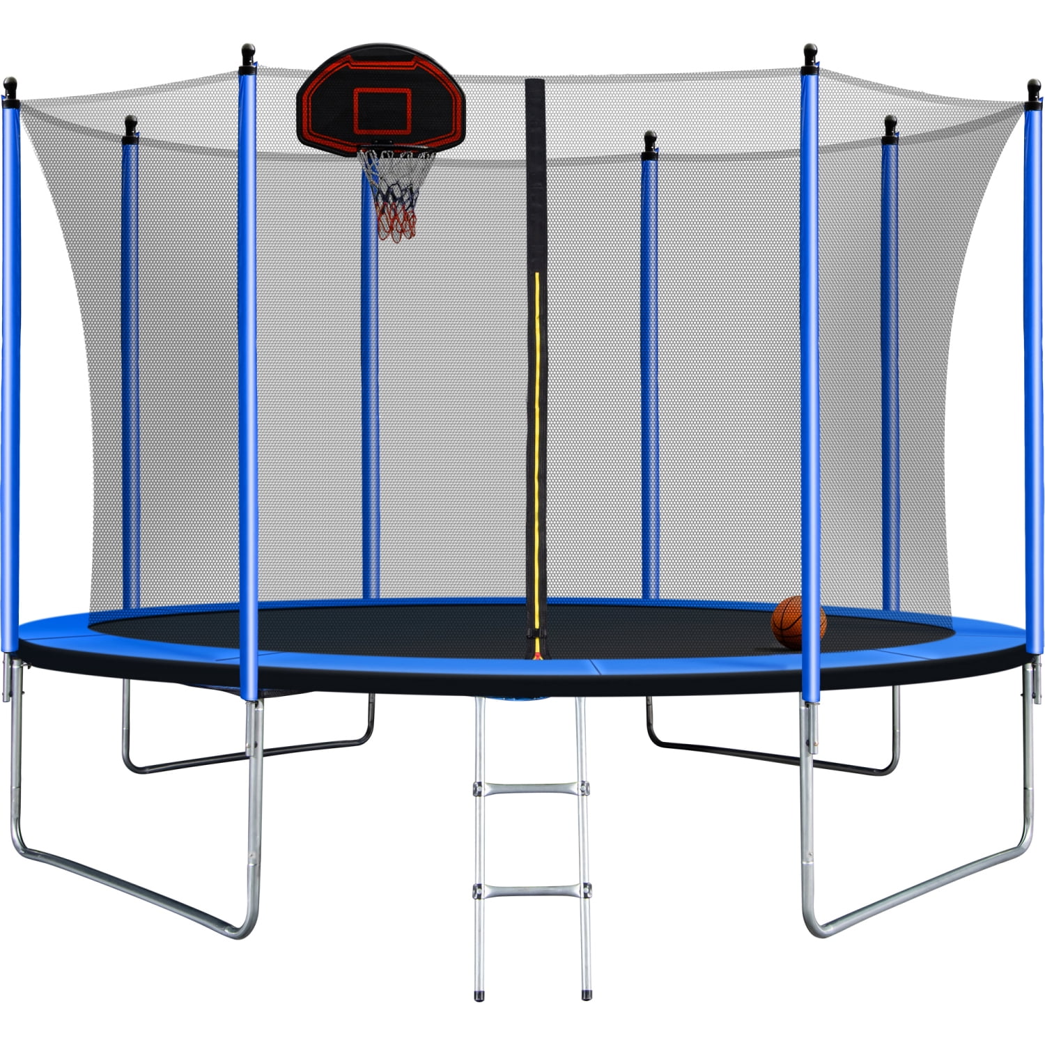 10FT Trampoline with Basketball Hoop & Safety Enclosure Net, 264 LBS