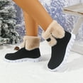 thumbnail image 2 of Rokment Womens Fuzzy Foldver Winter Mid Calf Boots 2025 Fashion Casual Plush Lined Warm Comfortable Memory Foam Flat Low Heel Snow Short Walking Booties Black Size 6, 2 of 4