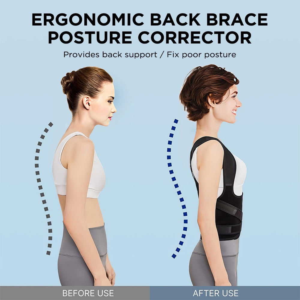 PEPWELL Adjustable Back Brace Posture Corrector for Men & Women, Upper & Lower Back Support, Breathable Mesh Spinal Alignment Brace for Posture Improvement, Spine Corrector, S/M/L Sizes