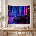 thumbnail image 5 of Dark Sports Car in Electric Blue and Magenta City, Dramatic Digital Art for Car Enthusiasts, Neon Urban Decor, Housewarming Gift, Tapestry Wall Hanging for Bedroom and Studio, 5 of 7