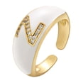 thumbnail image 1 of Dsscvnef Adjustable Crystal Gold Initial Letter Open Ring Women Alphabet Rings Women's Signet Ring Gold Tone Alphabet Rings, 1 of 8