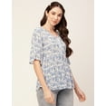 thumbnail image 4 of Moomaya Women Printed Summer Tunic Top V Neck Button Down Flutter Elbow Sleeves Flared Top, 4 of 8