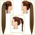 thumbnail image 5 of Youloveit Clip On Ponytail Hair Extensions for Women Wrap Around Thick Straight Hairpiece, Soft Straight Pony Tail Hair Synthetic Hairpiece, 160g Brown/Light Auburn(28" Ash Blonde), 5 of 7