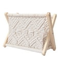 thumbnail image 3 of JilgTeok 2 Packs Trendy Boho Magazine Holder Foldable Cotton Rope Book Basket Storage for Books Vinyl Records White Boho Home Decor Gift, 3 of 8