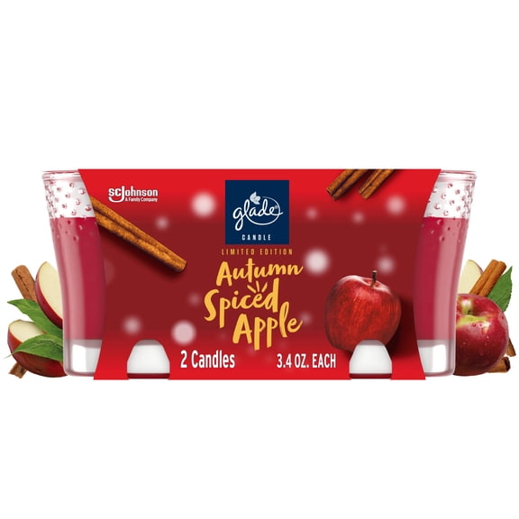Glade Candle, Infused with Essential Oils, Autumn Spiced Apple, 2 Count