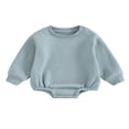 thumbnail image 1 of Combinaison pour Bébé Garçon Fille en Molleton, Chandail à Col Rond, Combinaison, Uni, Manches Longues, Chandail Bouffant, Cache-Couche, Tenue d'Automne Hiver, 1 of 9