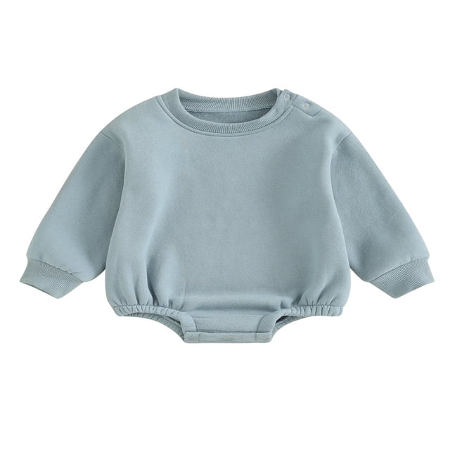 Combinaison pour Bébé Garçon Fille en Molleton, Chandail à Col Rond, Combinaison, Uni, Manches Longues, Chandail Bouffant, Cache-Couche, Tenue d'Automne Hiver
