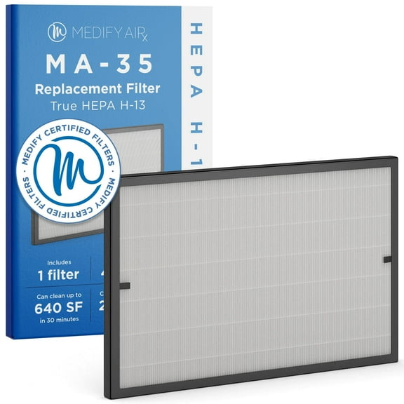 Medify MA-35 Genuine Replacement Filter for Black MA-35 Purifiers | Smoke, Dust, Odors, Pet Dander | 3 in 1 with Pre-filter, HEPA H13 and Activated Carbon | Removal of 0.1 to 0.3 Microns | 1-Pack
