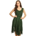 thumbnail image 5 of Sakkas Sundara Stonewashed Rayon Embroidered Mid Length Dress - Green - S/M, 5 of 5