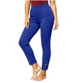 thumbnail image 3 of MXUIKV Leggings Pants with Pockets for Womens Slim Fitted Elastic Waist Lace Spliced Hem Trousers(Small,Blue), 3 of 5
