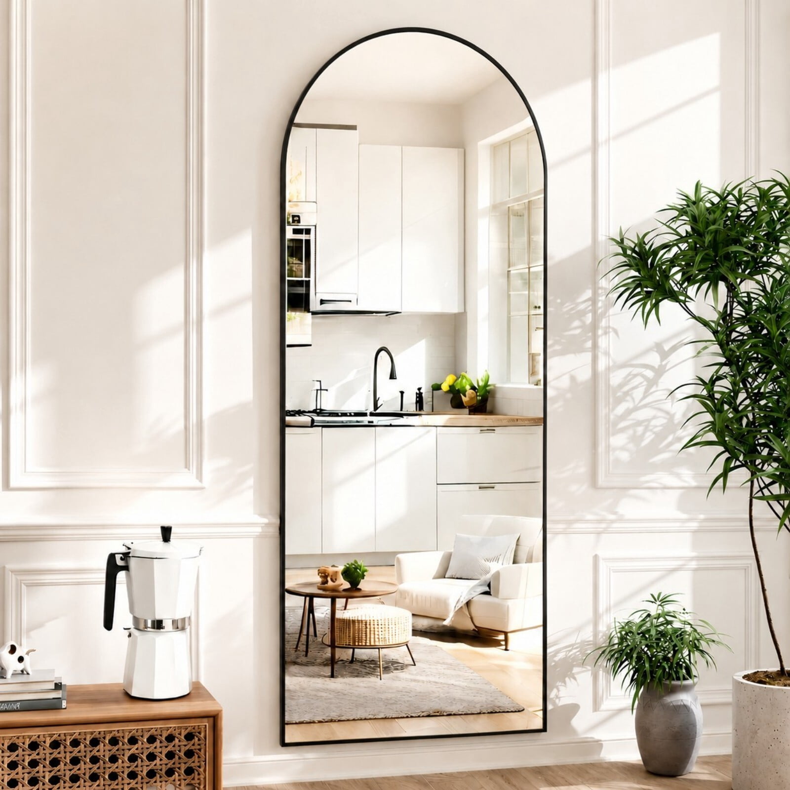 GRAHMCY 71"x 26.2" Arched Full Length Mirror Full Body Floor Mirrors, Black