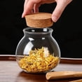 thumbnail image 4 of Set Of 3 Round Glass Jars With Cork Lid – 17Oz Wedding Candy Jar Kitchen Storage, 4 of 6