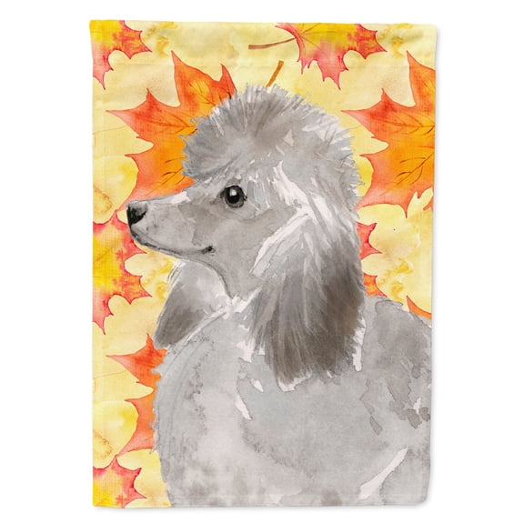Grey Standard Poodle Fall Garden Flag