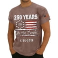 thumbnail image 3 of LNZGNM Mens American Flag Shirts 250th Anniversary Short Sleeve T-Shirt Casual Crewneck Patriotic Shirt Memorial Day Tops,Coffee L, 3 of 4