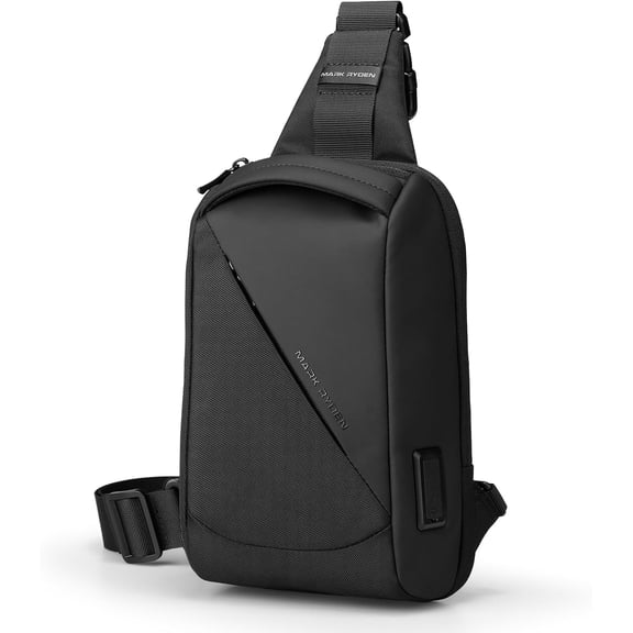MARK RYDEN Men's Crossbody Sling Bag with RFID Pocket and USB Port, Black