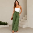 thumbnail image 5 of Minjewel Palazzo Pants for Women Bohemian Culottes - Elastic Waist Polka Dot Print Long Length, Wide Leg Pants for Women Casual Everyday Bottoms, Pants for Women for Summer,Army Green L, 5 of 5