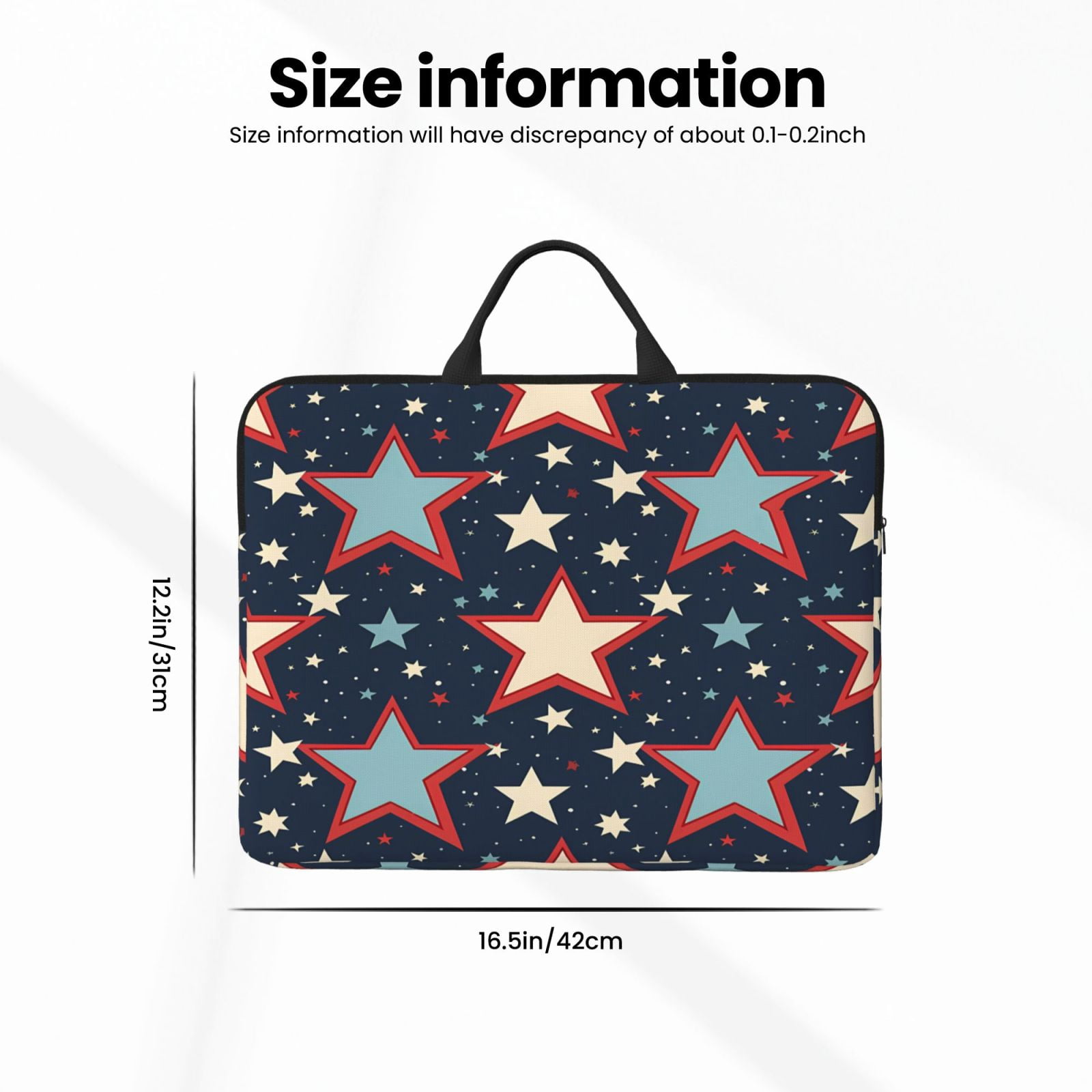Laptop Sleeve Bag For Women Men 14inch Waterproof Durable Protective Computer Carrying Cover Handle Laptop Case Bag Independence Day Theme Elements Star (6)