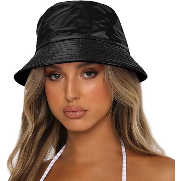 Reversible Bucket Rain Hat for Women Men Waterproof Summer Sun Beach Fishing Cap, M