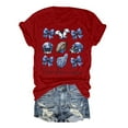 thumbnail image 1 of TSADFHJI Hauts d'Été pour Femmes T-Shirt Décontracté Imprimé Rugby Col Rond / Coupe Ample Manches Courtes m Rouge, 1 of 3