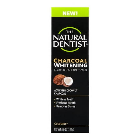 The Natural Dentist Charcoal Whitening Toothpaste, Activated Coconut Charcoal, 5 oz, 2 Pack