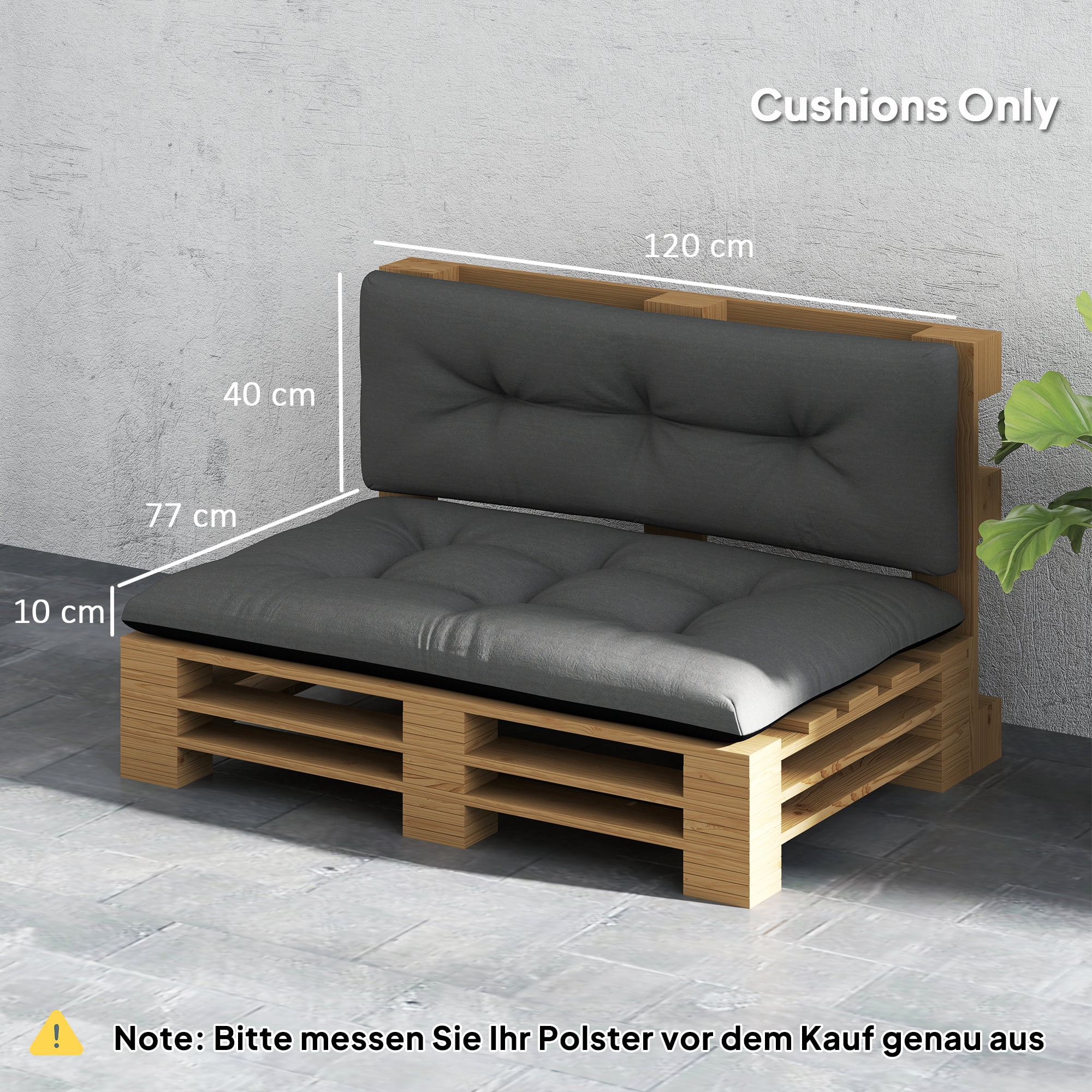 Alvantor 47"Patio Cushions 2 Seater Pallet Cushions 3.9" Bench Cushion for Garden, Patio, Black