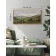 thumbnail image 3 of Drsoum Vintage Wall Art Mountain Range Valley River Landscape Painting Retro Meadow Scenery Farmhouse Kitchen Living Room Decor 8x16in Natural Framed, 3 of 6