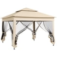 thumbnail image 2 of Outsunny 10.7' x 10.7' Pop Up Gazebo Outdoor Canopy Shelter with 2-Tier Soft Top & Removable Zipper Netting, Event Tent with Large Shade, Beige, 2 of 9