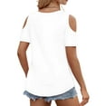 thumbnail image 3 of Womens Summer Shirts V Neck Criss Cross Cold Shoulder Tops Blouse, 3 of 5