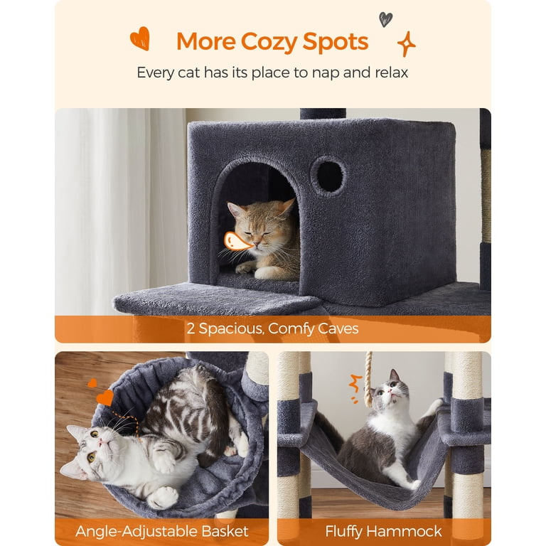 Mdeam 81 Inch Cat Tree - Multi-Level Tower With Caves, Scratching Posts, Ladder & Perches