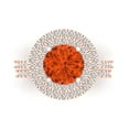 thumbnail image 2 of 2.68 ct Brilliant Round Cut Red Zircon 18K Rose Gold Halo Solitaire with Accents Engagement Bridal Wedding Ring Band Set size 6, 2 of 7