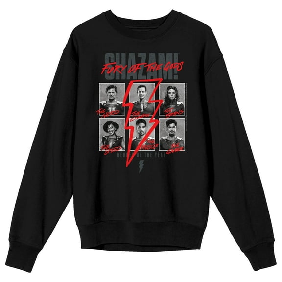 Shazam 2 Fury Of The Gods Crew Neck Long Sleeve Black Adult Sweatshirt-Medium