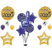 CLASS OF 2020 Purple & Gold #1 Grad Graduation Party Balloons Decoration Supplies