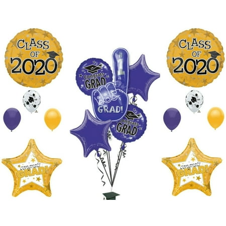 CLASS OF 2020 Purple & Gold #1 Grad Graduation Party Balloons Decoration Supplies