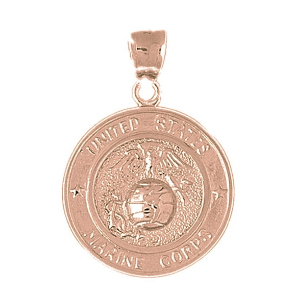 14K Rose Gold United States Marine Corps Pendant - 38 mm