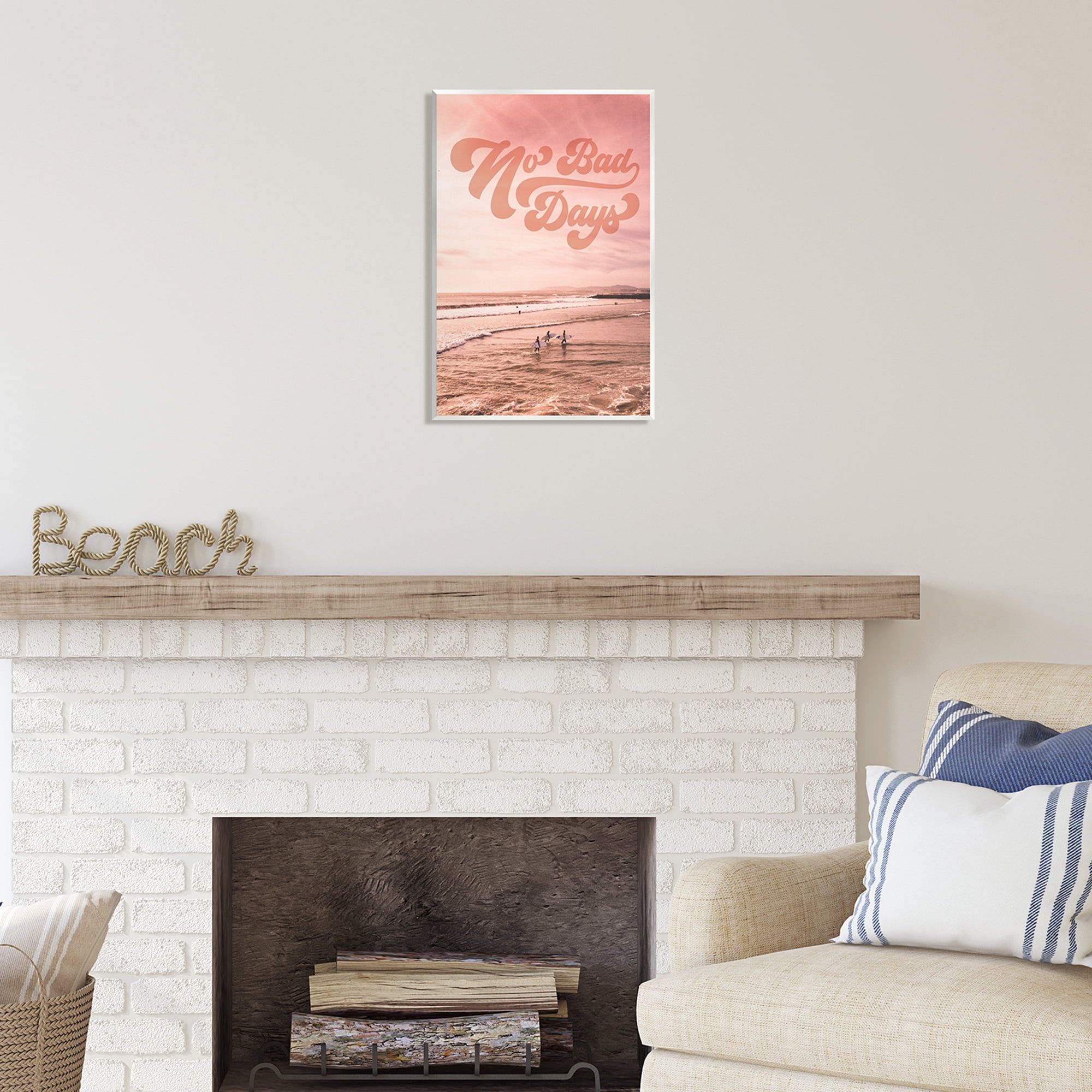 Stupell Industries No Bad Days Retro Beach Nature Painting Unframed Art Print Wall Art, 13 x 19