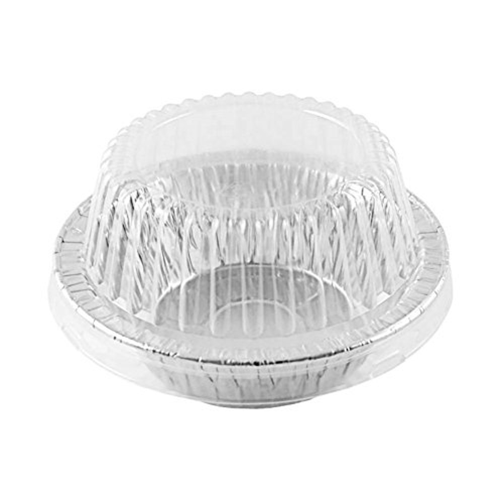 Durable Packaging 5 3/4" Deep Aluminum Foil Pot Pie Pan w/ Dome Lid 125