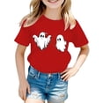 thumbnail image 2 of CONZONE Halloween Big Girls T Shirts Short Sleeve Ghost Graphic Tees for Girls Crew Neck Casual Tops, 2 of 3
