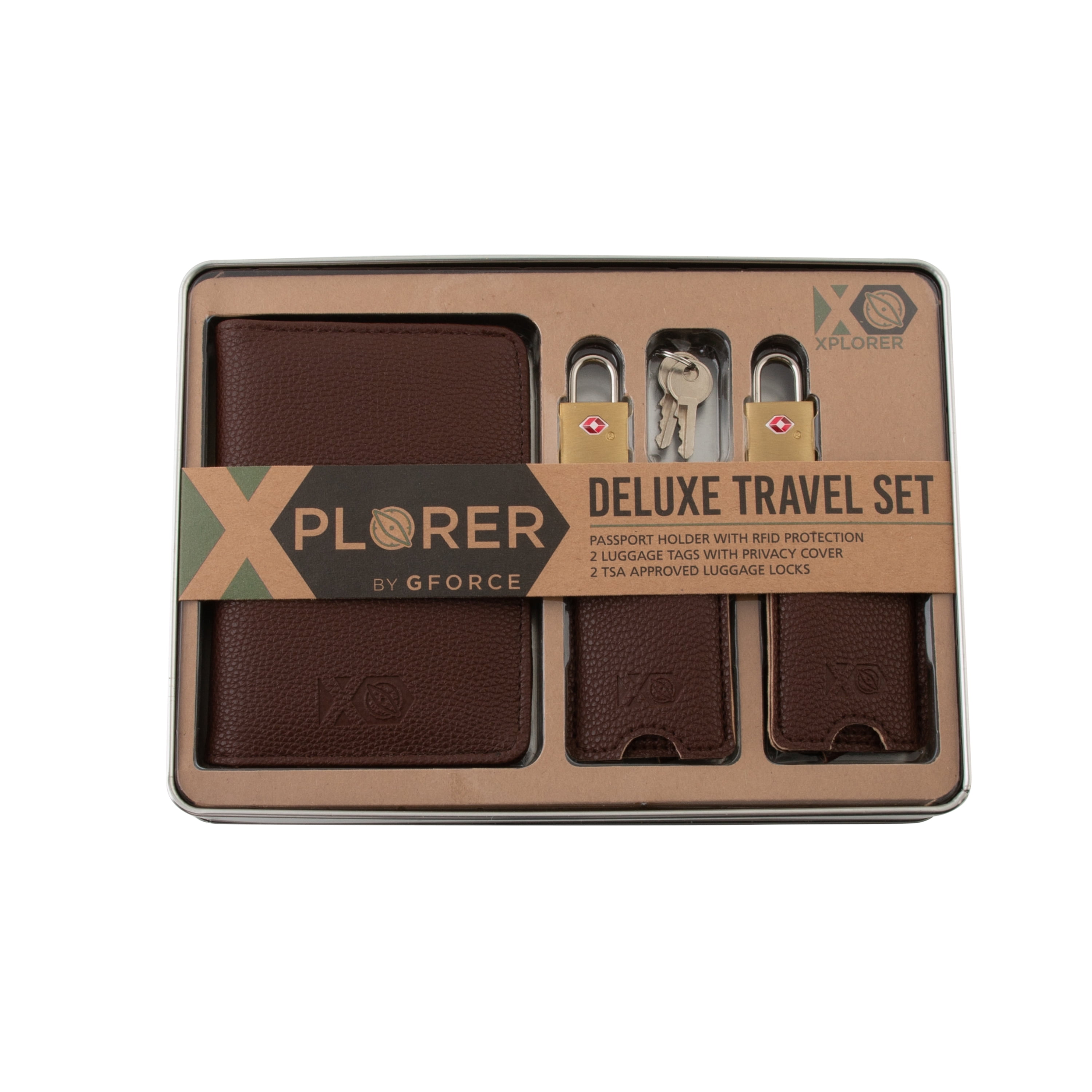 Xplorer by G-Force Deluxe Mens Travel Set in Brown, 1 Per Pack