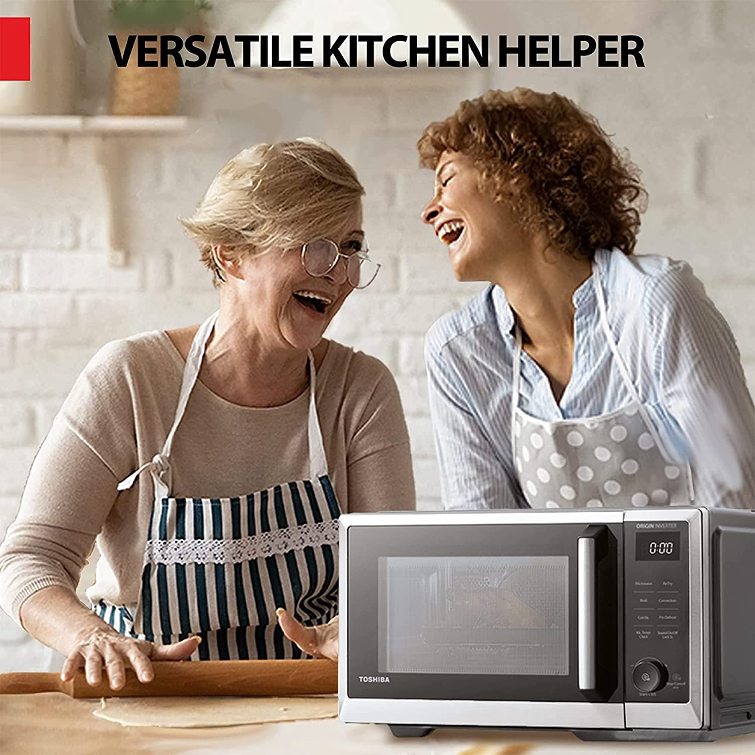Restored Toshiba ML2-EC09SAIT-SS 0.9 cu. ft. 6-in-1 Inverter Countertop Microwave Oven Air Fryer Combo, Stainless Steel (Refurbished)