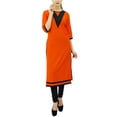 thumbnail image 6 of Bimba Women's Cotton 3/4 Sleeve solid Pattern kurti with Contrast Yoke, 6 of 9