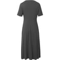 thumbnail image 4 of Robes de Printemps pour Femmes Décontractées Manches 3/4 Longue Robe Évasée Basique Plage Vacances Travail Maxi Robe 2025, 4 of 5